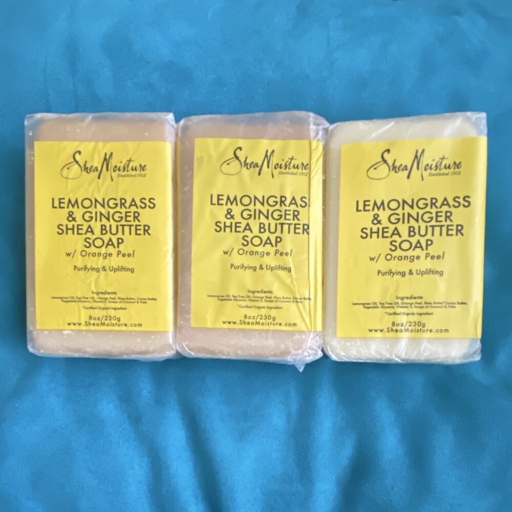 SheaMoisture Lemongrass Ginger Shea Butter Soap Orange Peel 3 Pack 8oz Purifying